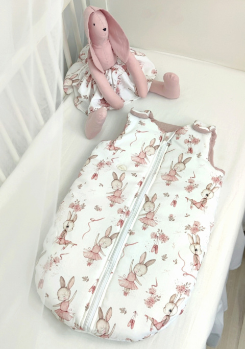 Śpiworek do spania - "Bunny Ballerina" Premium z muślin Brudny Róż Śpiworek do spania - "Bunny Ballerina" Premium z muślin Brudny Róż